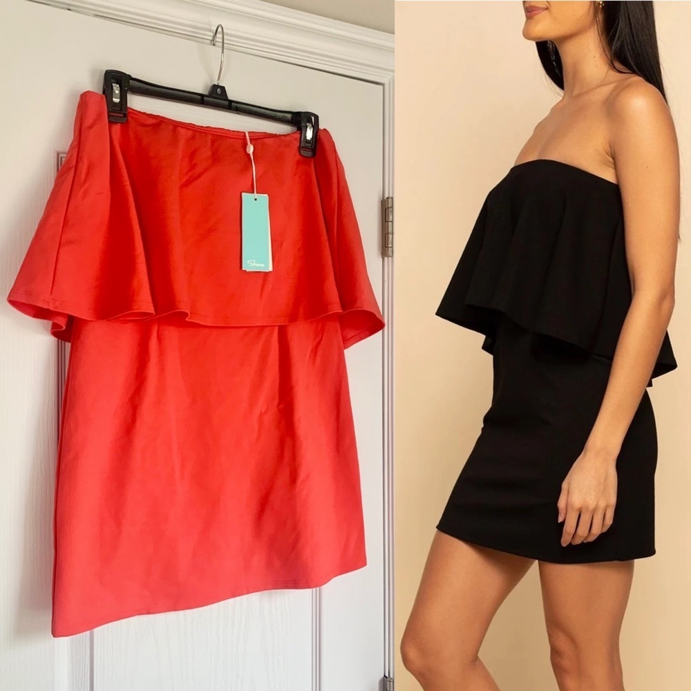 Shore Ponte Layered Mini Dress in Coral Red